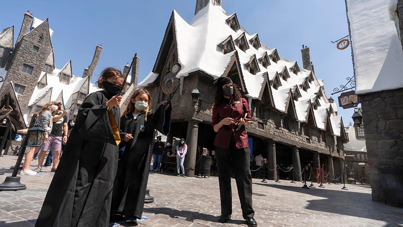 Un aperçu du monde d'Harry Potter dans un des secteurs du parc d'attraction Universal Studios à Los Angeles, USA.