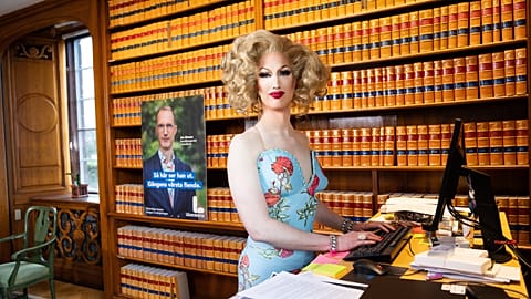 Jan Jönsson dressed in drag to protest the Sweden Democrat's calls to ban drag queen story time in public libraries