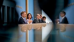AußenministerAußenministerin Baerbock, Bundeskanzler Scholz und Finanzminister Lindner bei der Vorstellung der neuen deutschen Sicherheitsstrategie, Berlin 14. Juni 2023