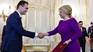 ARCHÍV: Zuzana Caputova szlovák köztársasági elnök ideiglenes kormányt nevez ki Ódor Lajos vezetésével Pozsonyban, 2023. május 15-én