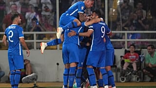 Οι Έλληνες διεθνείς πανηγυρίζουν το γκολ του Τάσου Μπακασέτα με το οποίο η Ελλάδα άνοιξε το σκορ απέναντι στην Ιρλανδία
