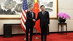 Chinas Außenminister Qin Gang begrüßte Blinken in Peking am 18. Juni 2023