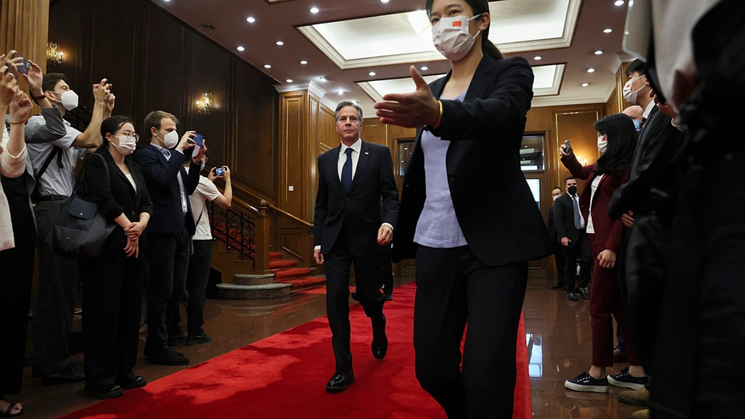 US-Außenminister Antony Blinken bei seiner Ankunft im Staatlichen Gästehaus Diaoyutai in Peking, China, 19. Juni 2023.