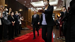 US-Außenminister Antony Blinken bei seiner Ankunft im Staatlichen Gästehaus Diaoyutai in Peking, China, 19. Juni 2023.