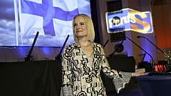 Chairperson Riikka Purra attends The Finns Party parliamentary election party in Helsinki, Finland, April 2, 2023.