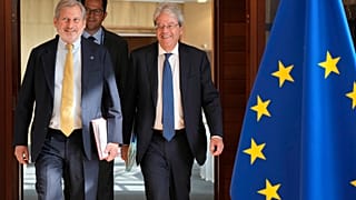 EU-Haushaltskommissar Johannes Hahn und EU-Wirtschaftskommissar Paolo Gentiloni