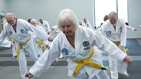 Kirsti Stamnes practicing Taekwondo.