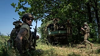 Ukrainian marines prepare their antiaircraft machine gun ZU-23 positions on the outskirts of Avdiivka, Ukraine, Monday, June 19, 2023.