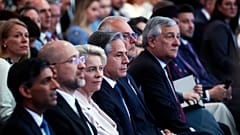 Le Premier ministre britannique Rishi Sunak, son homologue ukrainien Denys Shmyhal, la présidente de la Commission europénenne Ursula von der Leyen, l'Américain Antony Blinken