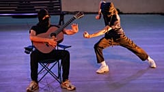 Dancers of the Hylel Company led by choregrapher Marina Gomes perform "Bach Nord (Sortez les guitares)" show on stage in Marseille, France, on June 19, 2023. 