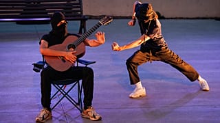Dancers of the Hylel Company led by choregrapher Marina Gomes perform "Bach Nord (Sortez les guitares)" show on stage in Marseille, France, on June 19, 2023. 