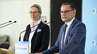Alice Weidel és Tino Chrupalla, az AfD két vezetője Berlinben