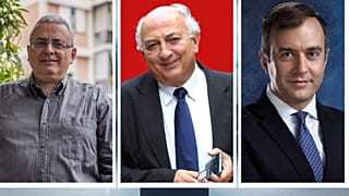 Από αριστέρα: Νίκος Σερετάκης (ΚΚΕ), Γιάννης Αμανατίδης (ΣΥΡΙΖΑ-ΠΣ), Τάσος Χατζηβασιλείου (ΝΔ)