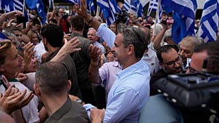 Kyriakos Mitsotakis bei einer Wahlveranstaltung in Athen