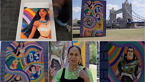 Artist Lakwena Maciver Unveils Giant LEGO Disney Mural in London.