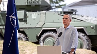 NATO Genel Sekreteri Jens Stoltenberg,  Litvanya'nın başkenti Vilnius'ta Griffin Storm 2023 Tatbikatı ile ilgili düzenlenen basın toplantısında konuştu