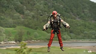 British-born entrepreneur and inventor Richard Browning demonstrates his jet suit, Kvæfjord,NORWAY