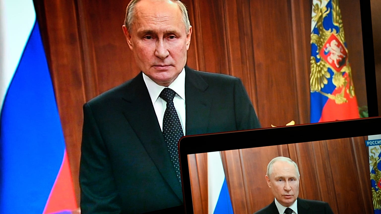Presidente da Rússia registado durante uma vídeodeclaração 