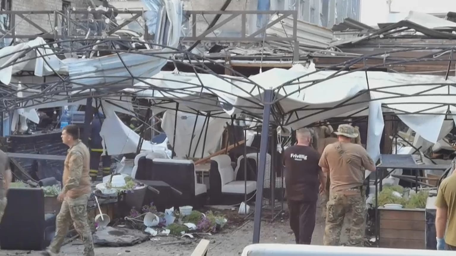 El restaurante de Kramatorsk tras el ataque