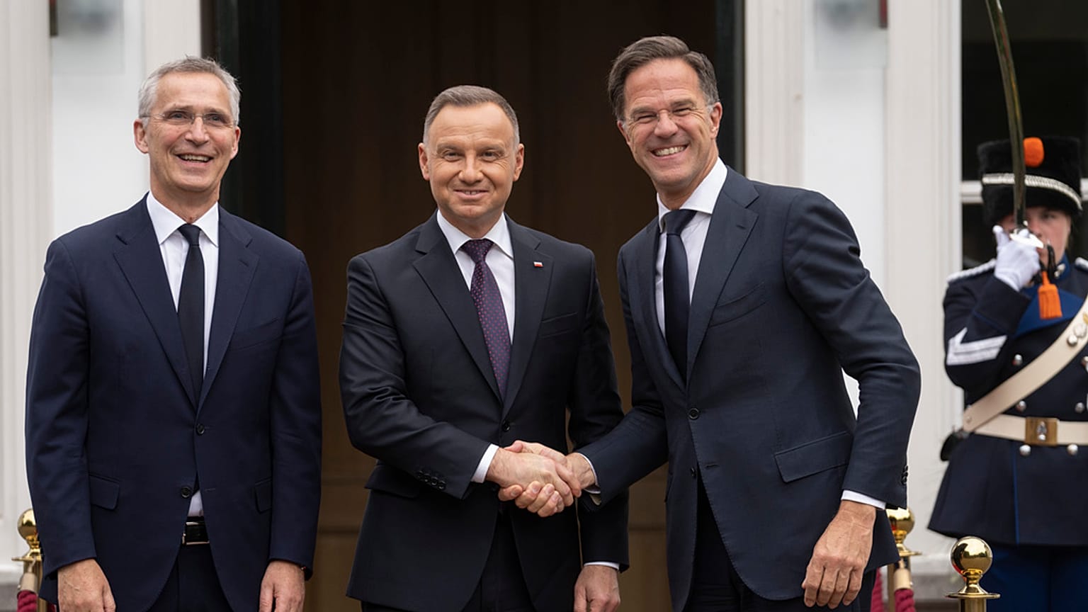 Stoltenberg, Duda e Rutte. (L'Aja, 27.6.2023)