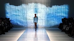 Before the storm: A model walks the runway during the Shein's 'Endless Summer Show' in Paris earlier this month