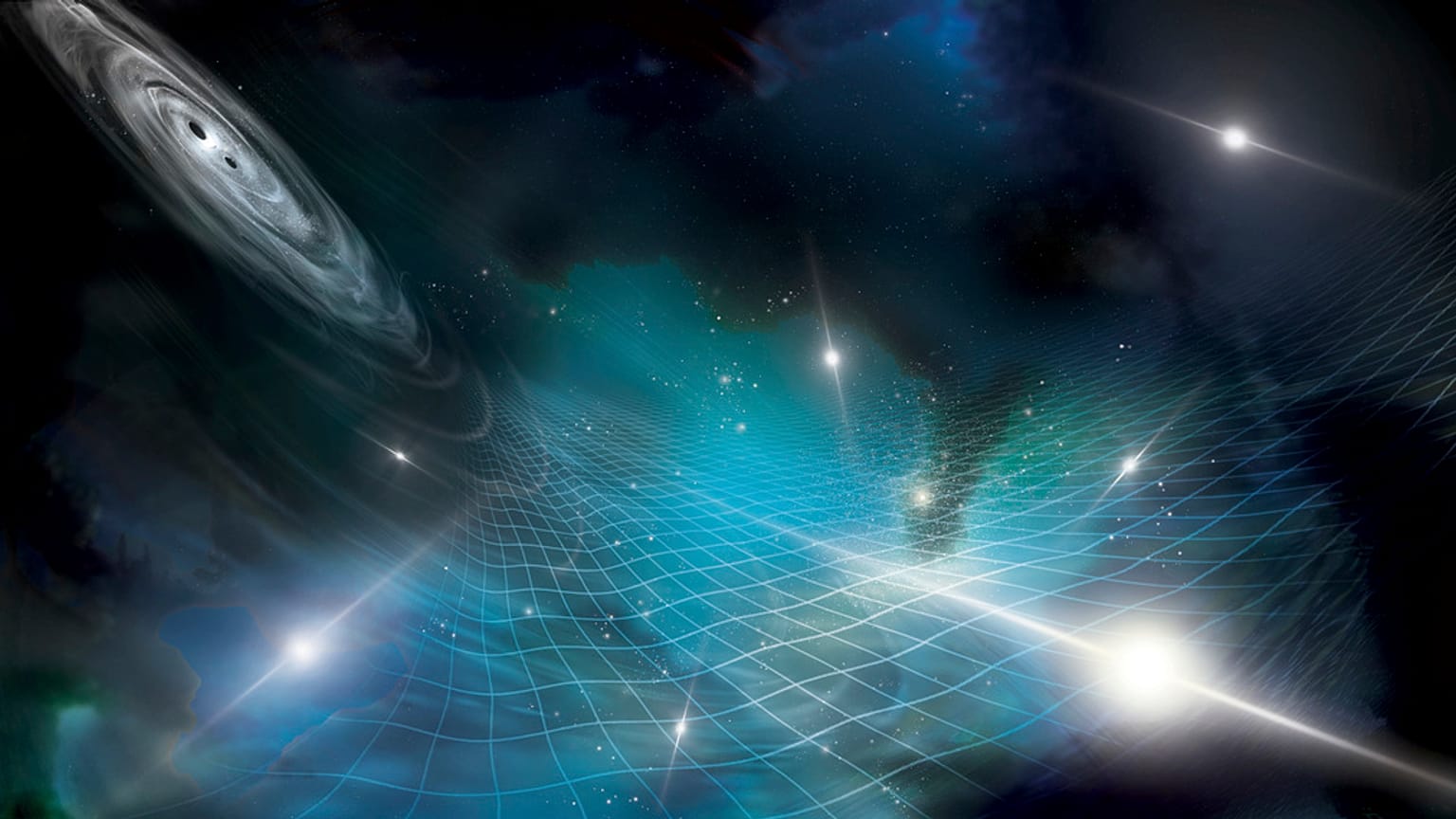 Kiragadott képkocka a galaxisok összeolvadását bemutató animációból 