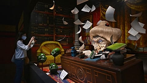 A display with the character Yubaba from the Studio Ghibli movie "Spirited Away".