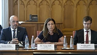 Kovács Zoltán nemzetközi kommunikációért felelős államtitkár, Varga Judit  és Bóka János