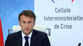 French President Emmanuel Macron speaks following a government emergency meeting after riots erupted for the third night in a row across the country, Friday, June 30, 2023. 