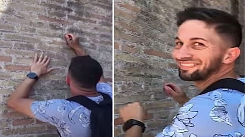 Ivan Dimitrov defacing the Colosseum 