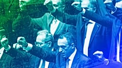 Leader of Greek natiolist party Spartiates (Spartans) Vasilis Stigas attends a swear in ceremony of the parliament in Athens, 3 July 2023