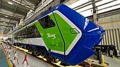 El tren Masaccio 'Blues' en la fábrica de Pistoia, Italia. 