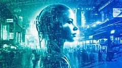 An illustration of AI policing the Internet