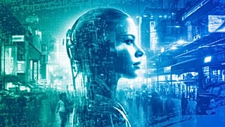 An illustration of AI policing the Internet