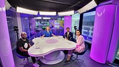 Host Méabh Mc Mahon with Emmanuel Achiri, Abir Al-Sahlani and Matteo Albania 
