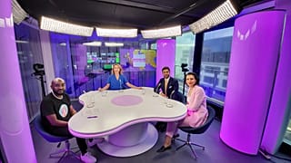 Host Méabh Mc Mahon with Emmanuel Achiri, Abir Al-Sahlani and Matteo Albania 