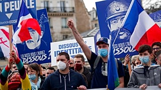Manifestation contre la dissolution du groupuscule d'extrême droite Génération identitaire en 2021