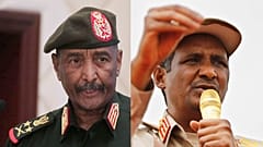  Abdel Fattáh al-Burhán tábornok és Mohammed Hamdan Dagalo egy-egy korábbi felvételen