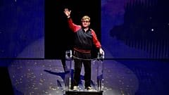 Elton John performs at the final leg of his 'Farewell Yellow Brick Road' tour in Stockholm, Saturday, July 8, 2023. 