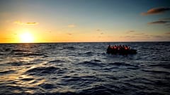 Die Ocean Viking im Hafen von Lampedusa am 12. August 2023