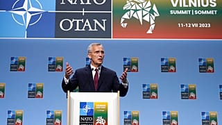 NATO Secretary General Jens Stoltenberg speaks during a media conference at the NATO summit in Vilnius, Lithuania, Tuesday, July 11, 2023.