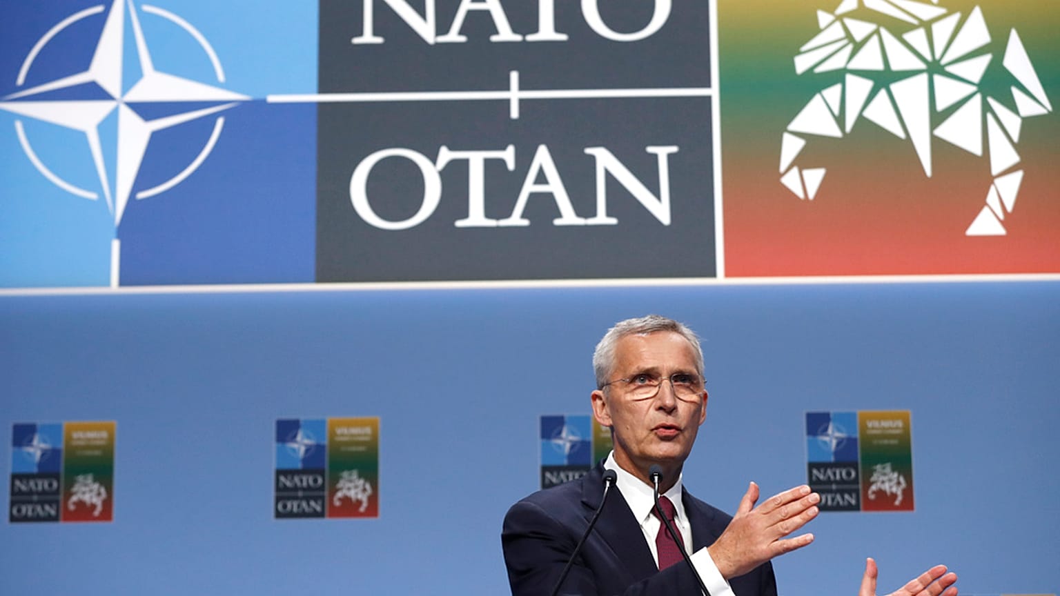 El secretario general de la OTAN Jens Stoltenberg en la inauguración de la Cumbre de Vilna