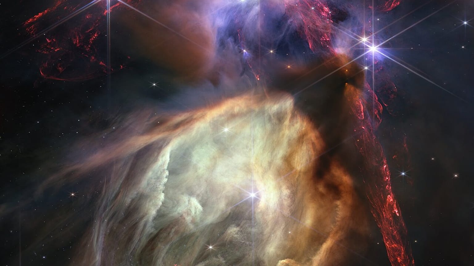 The Rho Ophiuchi cloud complex, the closest star-forming region to Earth.