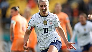 La gioia di Lindsay Horan, in gol in Usa-Olanda 1-1. (Wellington, 27.6.2023)