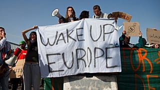 A demonstration against racism and the deportation of migrants in Greece, 2016.