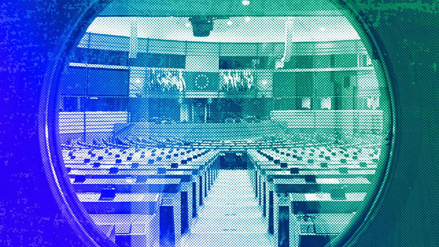 The European Parliament hemicycle in Brussels, May 2023
