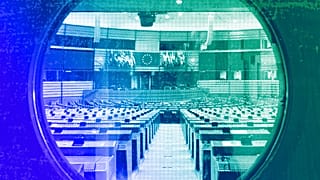 The European Parliament hemicycle in Brussels, May 2023