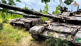 In this photo released by Russian Defense Ministry Press Service, artillery systems belonging to Russia's Wagner group ahead of a handover to Russian military, July 12 2023