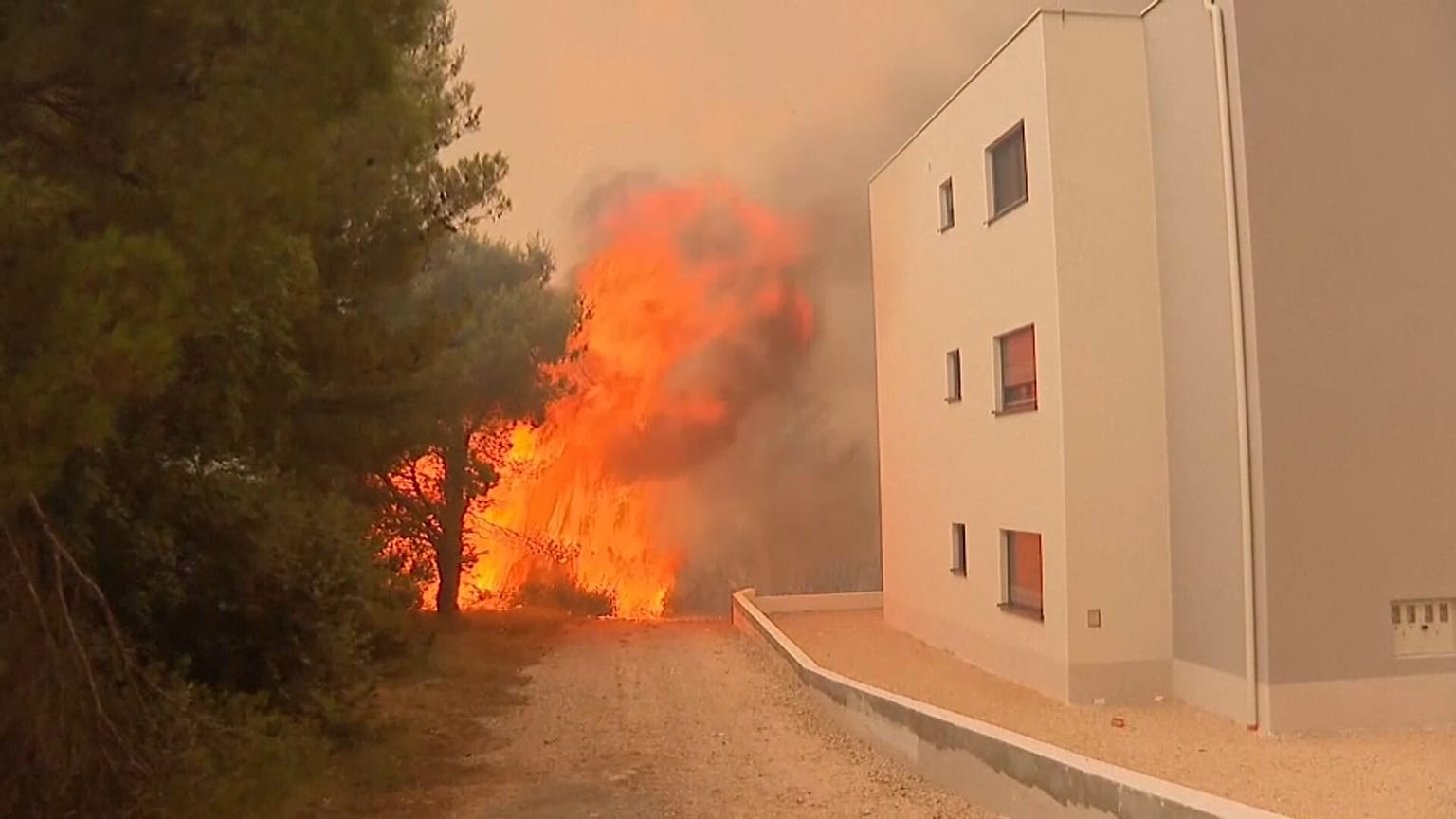  A house on fire in Croatia 