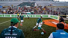 المكسيك تلعب أمام وبلغاريا مباراة في كأس العالم للمشردين في ساكرامنتو. 2023/07/11